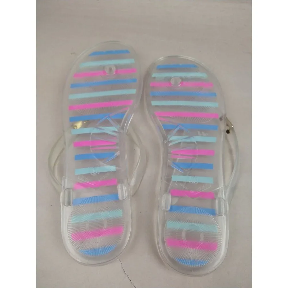 Vineyard Vines Jelly Flip‎ Flops Women’s Size 9 Pastel Striped Pink Blue